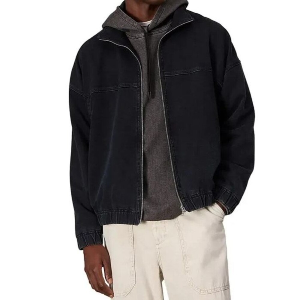 RAG & BONE Jacket Mens Large Stride Denim Track Jacket Dark Wash Zip Up $398